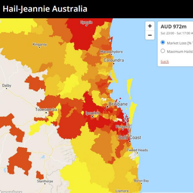Industry loss (left) from Hail-Jeannie Australia